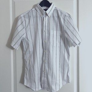 Banana Republic White Striped Short Sleeve Button Down Shirt